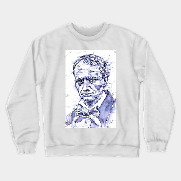 CHARLES BAUDELAIRE - watercolor and ink portrait Crewneck Sweatshirt by lautir